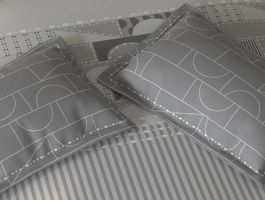 Spaces Fiora Nimbus Cloud Geometric 100% Cotton Queen Fitted Sheet with 2 Pillow Covers - 60 x 78 Inches