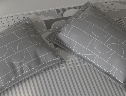 Spaces Fiora Nimbus Cloud Geometric 100% Cotton Queen Fitted Sheet with 2 Pillow Covers - 60 x 78 Inches