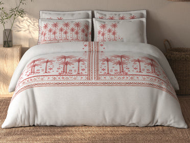 Spaces Riviera Light Grey Floral 100% Cotton Crafted Comfort Large Bedsheet with 4 Pillow Covers - 108 x 108 Inches