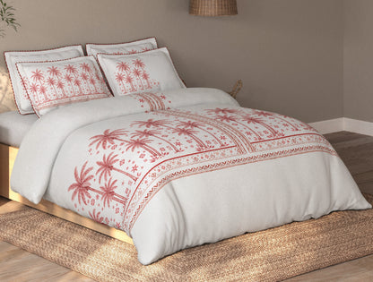Spaces Riviera Light Grey Floral 100% Cotton Crafted Comfort Large Bedsheet with 4 Pillow Covers - 108 x 108 Inches