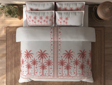 Spaces Riviera Light Grey Floral 100% Cotton Crafted Comfort Large Bedsheet with 4 Pillow Covers - 108 x 108 Inches
