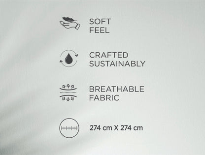 Spaces Riviera Light Grey Floral 100% Cotton Crafted Comfort Large Bedsheet with 4 Pillow Covers - 108 x 108 Inches