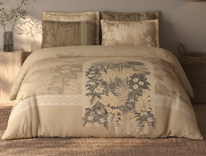 Spaces Riviera Light Aqua Floral 100% Cotton Crafted Comfort Large Bedsheet with 4 Pillow Covers - 108 x 108 Inches