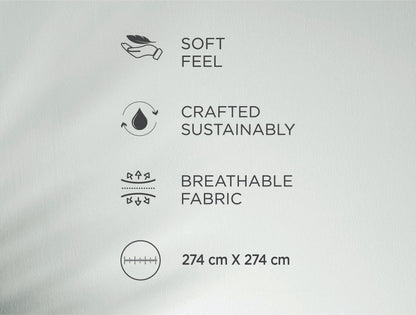 Spaces Riviera Dark Grey Floral 100% Cotton Crafted Comfort Large Bedsheet with 4 Pillow Covers - 108 x 108 Inches