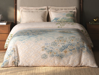 Spaces Riviera Light Orange Floral 100% Cotton Crafted Comfort Large Bedsheet with 4 Pillow Covers - 108 x 108 Inches