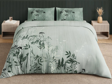 Spaces Neo Sea Foam Floral 100% Cotton Large Bedsheet with 2 Pillow Covers - 108 x 108 Inches