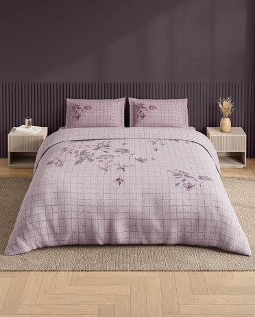 Spaces Neo Light Blush Floral 100% Cotton Large Bedsheet with 2 Pillow Covers - 108 x 108 Inches