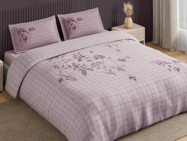 Spaces Neo Light Blush Floral 100% Cotton Large Bedsheet with 2 Pillow Covers - 108 x 108 Inches