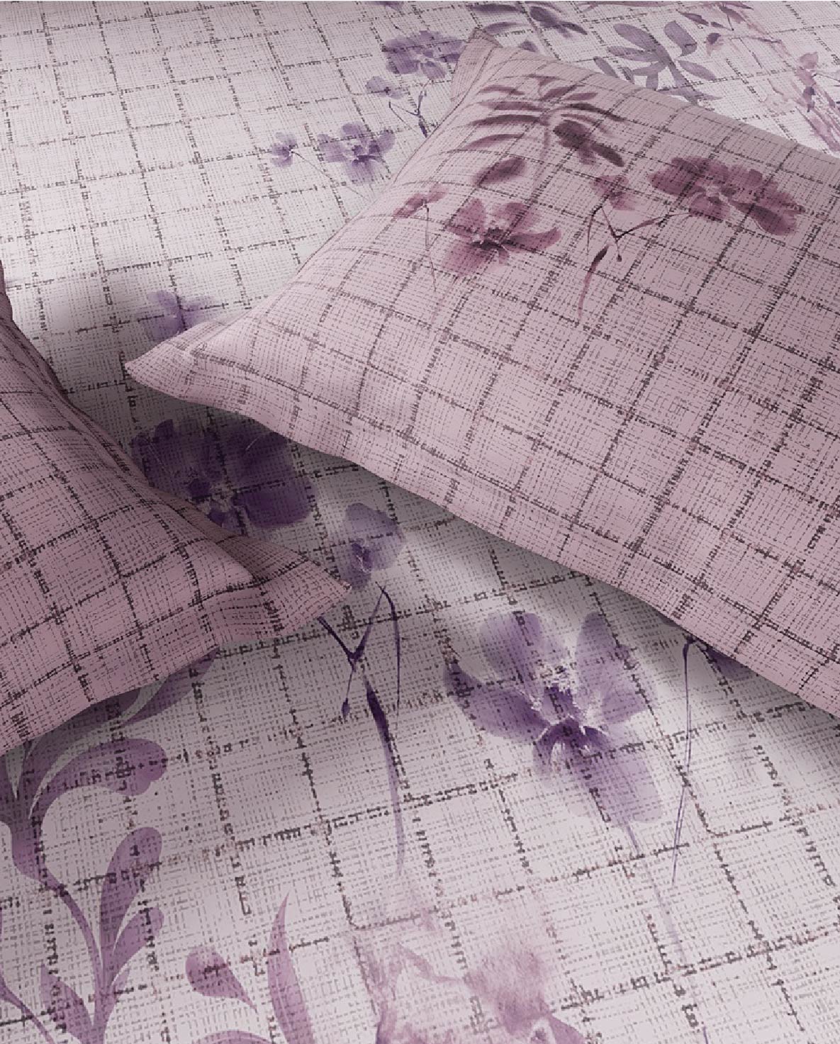 Spaces Neo Light Blush Floral 100% Cotton Large Bedsheet with 2 Pillow Covers - 108 x 108 Inches