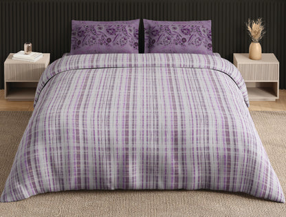 Spaces Neo Blush Geometric 100% Cotton Large Bedsheet with 2 Pillow Covers - 108 x 108 Inches