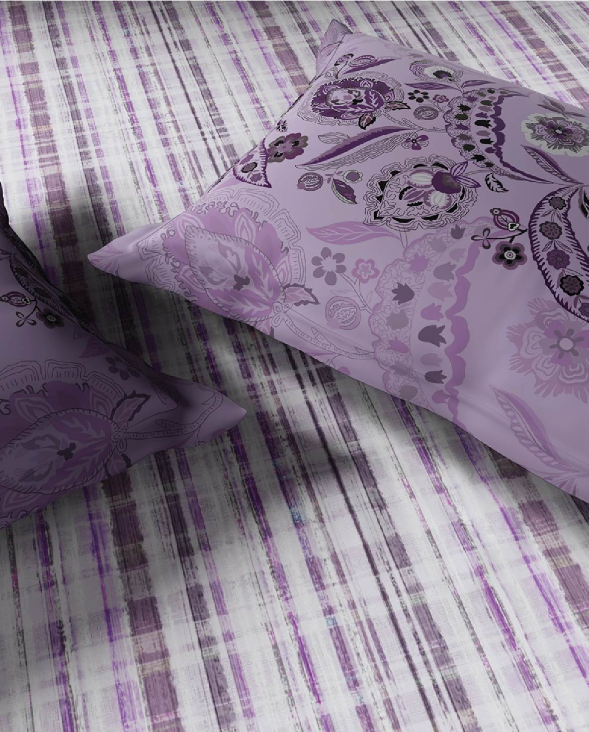 Spaces Neo Tendor Touch Geometric 100% Cotton Large Bedsheet with 2 Pillow Covers - 108 x 108 Inches