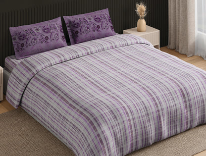 Spaces Neo Blush Geometric 100% Cotton Large Bedsheet with 2 Pillow Covers - 108 x 108 Inches