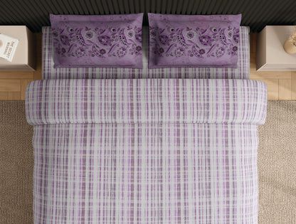 Spaces Neo Blush Geometric 100% Cotton Large Bedsheet with 2 Pillow Covers - 108 x 108 Inches