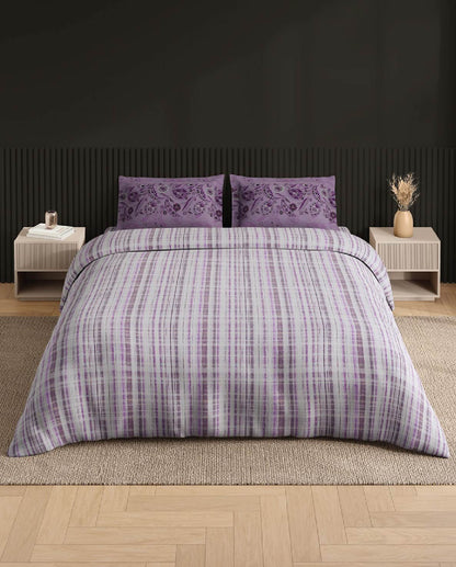 Spaces Neo Tendor Touch Geometric 100% Cotton Large Bedsheet with 2 Pillow Covers - 108 x 108 Inches