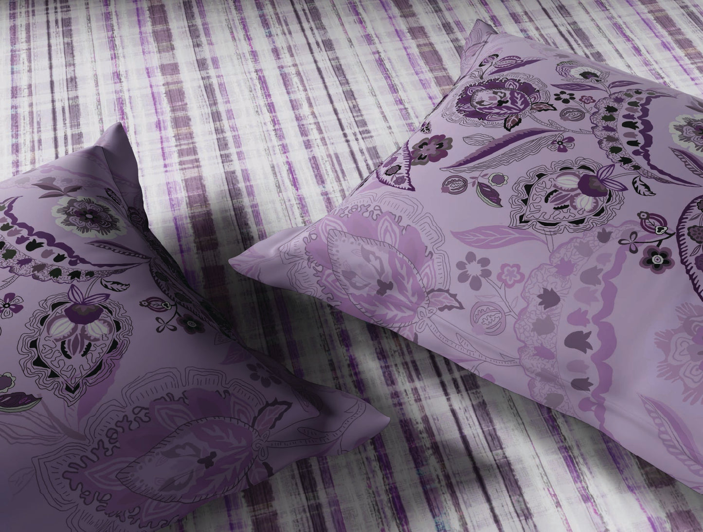 Spaces Neo Blush Geometric 100% Cotton Large Bedsheet with 2 Pillow Covers - 108 x 108 Inches