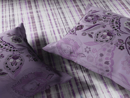 Spaces Neo Blush Geometric 100% Cotton Large Bedsheet with 2 Pillow Covers - 108 x 108 Inches