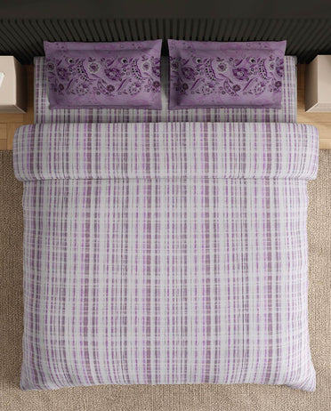 Spaces Neo Tendor Touch Geometric 100% Cotton Large Bedsheet with 2 Pillow Covers - 108 x 108 Inches