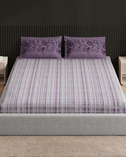 Spaces Neo Tendor Touch Geometric 100% Cotton Large Bedsheet with 2 Pillow Covers - 108 x 108 Inches