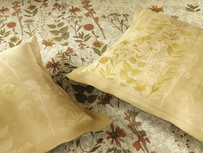 Spaces Neo Light Yellow Floral 100% Cotton Large Bedsheet with 2 Pillow Covers - 108 x 108 Inches