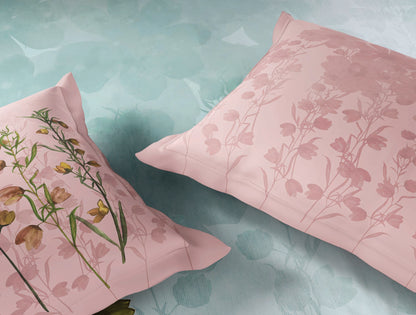 Spaces Neo Light Blue Floral 100% Cotton Large Bedsheet with 2 Pillow Covers - 108 x 108 Inches