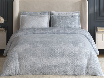 Spaces Nora White Egyptain Cotton 350 TC Ornate Premium Large Bedsheet with 4 Pillow Covers - 108 x 108 Inches