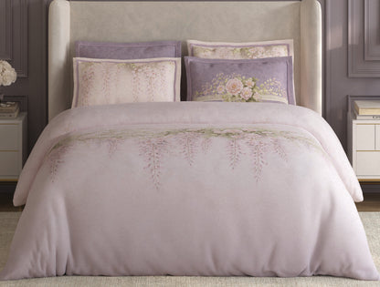 Spaces Nora Light Blush Egyptain Cotton 350 TC Floral Premium Large Bedsheet with 4 Pillow Covers - 108 x 108 Inches