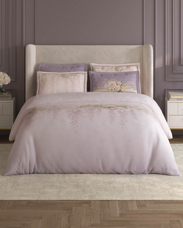 Spaces Nora Light Blush Egyptain Cotton 350 TC Floral Premium Large Bedsheet with 4 Pillow Covers - 108 x 108 Inches