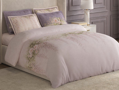 Spaces Nora Light Blush Egyptain Cotton 350 TC Floral Premium Large Bedsheet with 4 Pillow Covers - 108 x 108 Inches