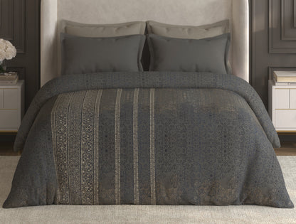 Spaces Nora Light Brown Ornate Egyptian Cotton 350 TC Double Quilt, 88 x 106 Inches