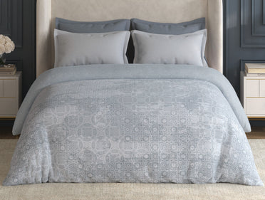 Spaces Nora White Ornate Egyptian Cotton Tencel 350 TC Double Quilt, 88 x 106 Inches