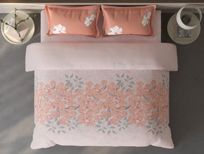 Spaces Fiora Light Pink Floral 100% Cotton Double Bedsheet with 2 Pillow Covers - 90 x 108 Inches