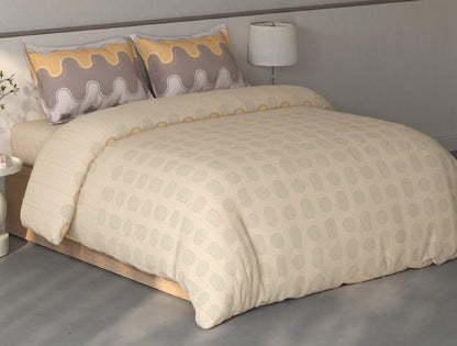 Spaces Fiora Beige Geometric 100% Cotton Double Bedsheet with 2 Pillow Covers - 90 x 108 Inches