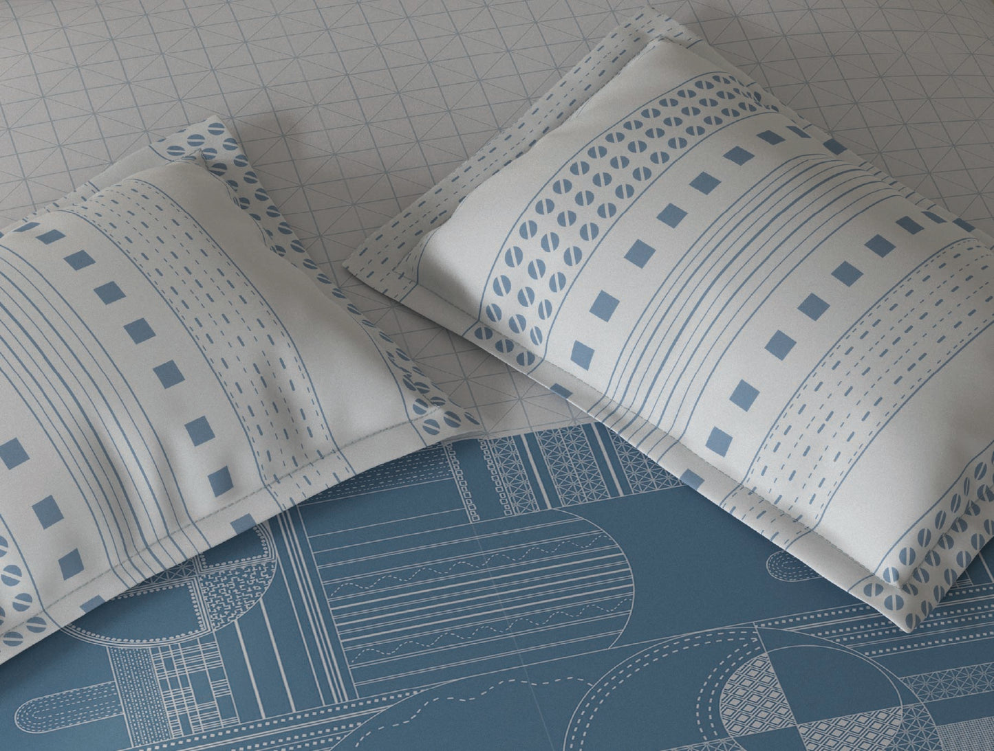 Spaces Fiora Light Grey Geometric 100% Cotton Double Bedsheet with 2 Pillow Covers - 90 x 108 Inches
