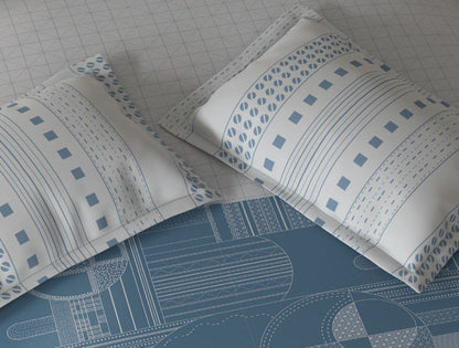 Spaces Fiora Light Grey Geometric 100% Cotton Double Bedsheet with 2 Pillow Covers - 90 x 108 Inches