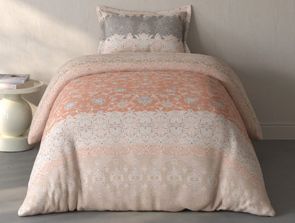 Spaces Fiora Light Blush Ornate 100% Cotton Single Bedsheet with 1 Pillow Covers - 59 x 89 Inches