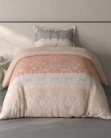 Spaces Fiora Light Blush Ornate 100% Cotton Single Bedsheet with 1 Pillow Covers - 59 x 89 Inches