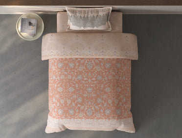 Spaces Fiora Light Blush Ornate 100% Cotton Single Bedsheet with 1 Pillow Covers - 59 x 89 Inches