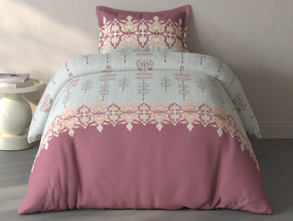 Spaces Fiora Light Grey Ornate 100% Cotton Single Bedsheet with 1 Pillow Covers - 59 x 89 Inches