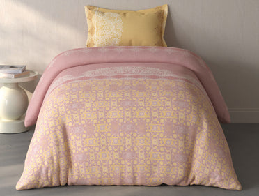 Spaces Fiora Blush Ornate 100% Cotton Single Bedsheet with 1 Pillow Covers - 59 x 89 Inches