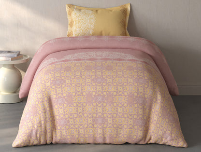 Spaces Fiora Blush Ornate 100% Cotton Single Bedsheet with 1 Pillow Covers - 59 x 89 Inches