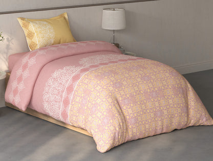 Spaces Fiora Blush Ornate 100% Cotton Single Bedsheet with 1 Pillow Covers - 59 x 89 Inches