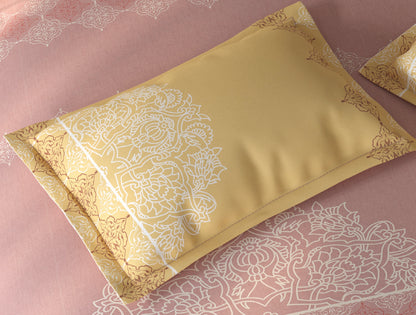 Spaces Fiora Blush Ornate 100% Cotton Single Bedsheet with 1 Pillow Covers - 59 x 89 Inches