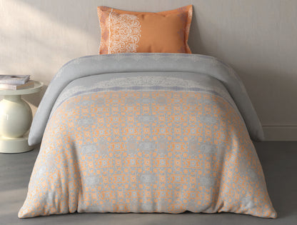 Spaces Fiora Light Grey Ornate 100% Cotton Single Bedsheet with 1 Pillow Covers - 59 x 89 Inches