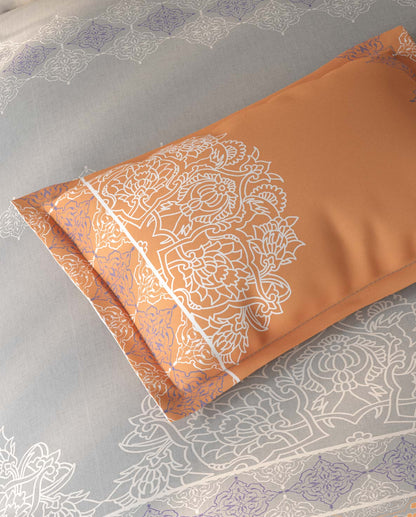 Spaces Fiora Vapour Blue Ornate 100% Cotton Single Bedsheet with 1 Pillow Covers - 59 x 89 Inches