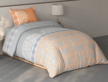 Spaces Fiora Vapour Blue Ornate 100% Cotton Single Bedsheet with 1 Pillow Covers - 59 x 89 Inches
