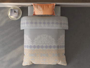 Spaces Fiora Vapour Blue Ornate 100% Cotton Single Bedsheet with 1 Pillow Covers - 59 x 89 Inches