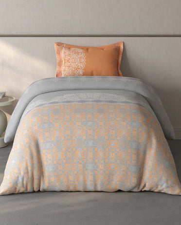 Spaces Fiora Vapour Blue Ornate 100% Cotton Single Bedsheet with 1 Pillow Covers - 59 x 89 Inches