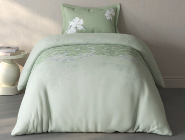 Spaces Fiora Light Aqua Floral 100% Cotton Single Bedsheet with 1 Pillow Covers - 59 x 89 Inches
