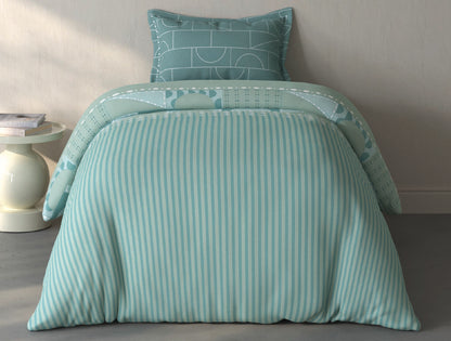 Spaces Fiora Light Green Geometric 100% Cotton Single Bedsheet with 1 Pillow Covers - 59 x 89 Inches