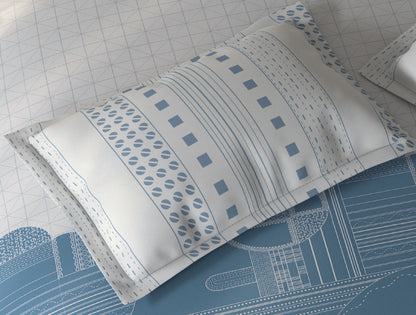 Spaces Fiora Light Grey Geometric 100% Cotton Single Bedsheet with 1 Pillow Covers - 59 x 89 Inches